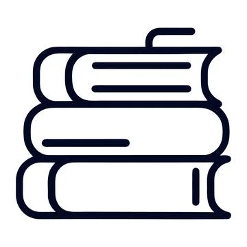Stack of books icon in black outline on white background Stock Illustration