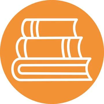 Stack of books icon on orange background flat design illustration Stock Illustration