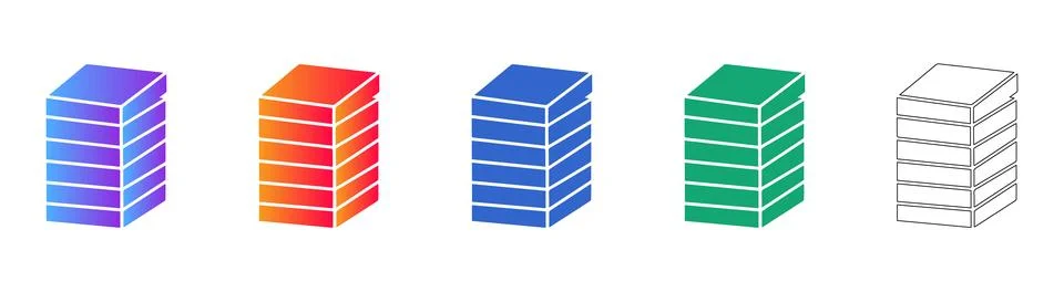 Stack of Books Icons in Gradient Colors Stockillustratie