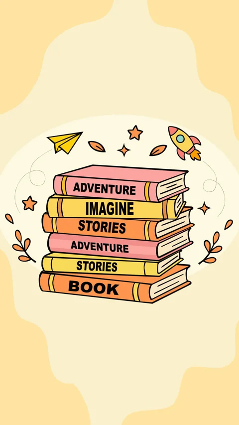 Stack of Books with Imagination and Adventure Theme for Learning and Reading 스톡 동영상 331573687