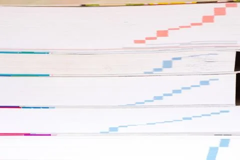 Stack of books with index marks index marks Stock Photos