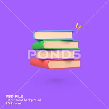 Stack of books isolated 3d render icon illustration PSDテンプレート