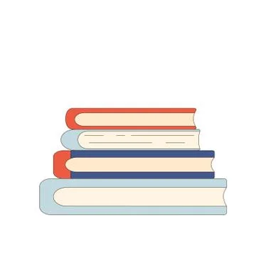 Stack of books isolated on white background. Bunch of novels. Vector line art Illustrazione stock