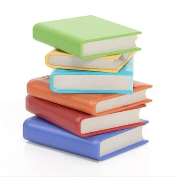 Stack of books isolated on white background. 3D illustration Illustrazione stock