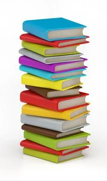 Stack of books isolated on white background. 3D illustration Illustrazione stock