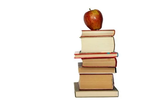 Stack of books isolated on a white background, back to school education conce Stock Photos