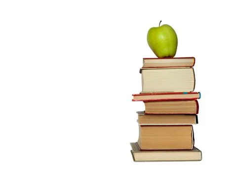 Stack of books isolated on a white background, back to school education conce Stock Photos