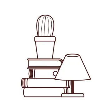 Stack of books with lamp in white background 스톡 일러스트