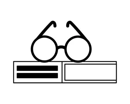 Stack of books with lenses isolated icon Stock Illustration