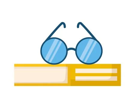 Stack of books with lenses isolated icon Stock Illustration