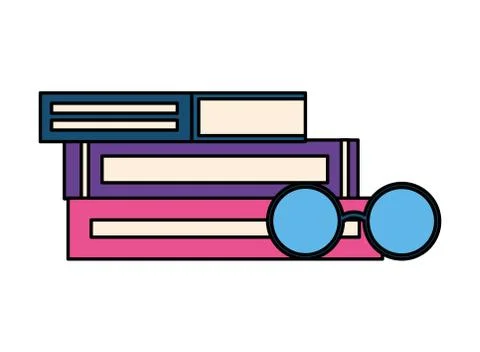 Stack of books with lenses isolated icon イラスト素材
