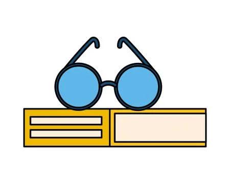 Stack of books with lenses isolated icon Illustrazione stock