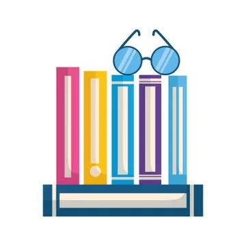 Stack of books with lenses isolated icon Illustrazione stock