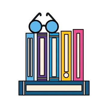 Stack of books with lenses isolated icon Stock Illustration