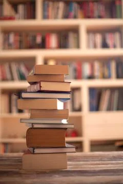 Stack books in library Stock Photos