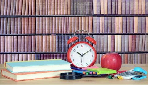 Stack of books in library Stock Photos