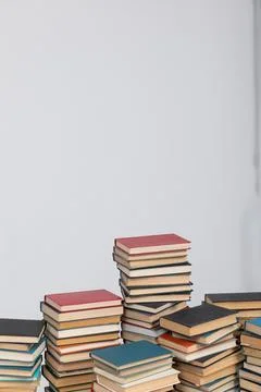 Stack of books on a light background library education 스톡 사진