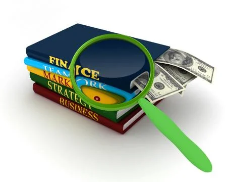 Stack of books with magnifier over white イラスト素材