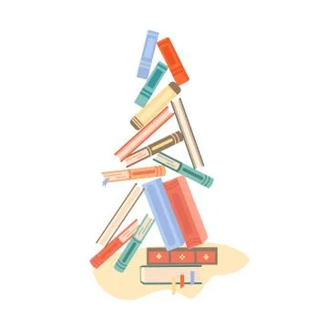 A stack of books. Many books lie on top of each other. Rush job. Deadline Stock-Illustration