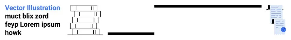 Stack of Books Near Document Icon with Checkmarks イラスト素材