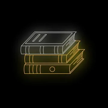 Stack of books neon outline glowing sign Stock Illustration