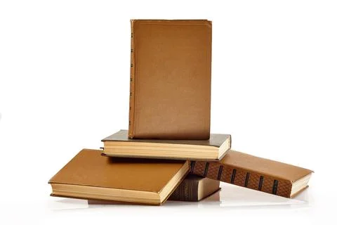 Stack of Books with One Standing Cover Facing Forward Isolated on White Stock Photos