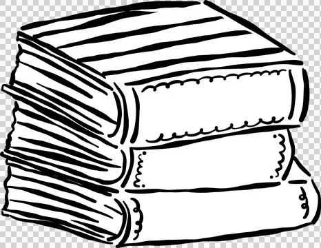 Stack of Books Outline Hand Drawn Illustration, preppy bookish Stock Illustration