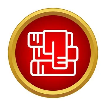 Stack of books outline in red circle icon Stock Illustration