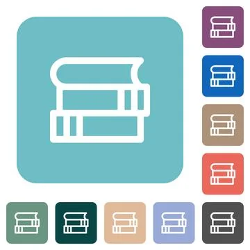 Stack of books outline rounded square flat icons Illustrazione stock