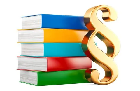 Stack of books with paragraph, section symbol. 3D rendering 스톡 일러스트