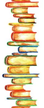 Stack of books, pattern, watercolor Stock Illustration