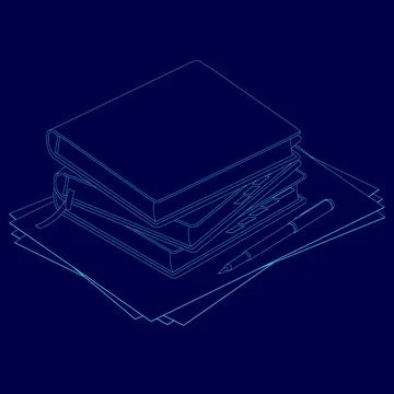Stack of books with a pen on top. Concept of knowledge and learning, as the Stock Illustration