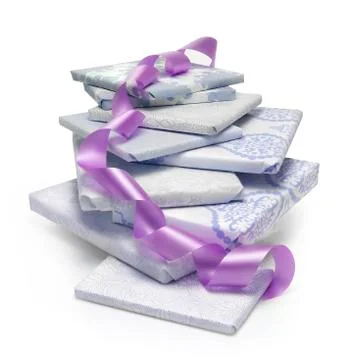 Stack of books with pink ribbon Stock Photos