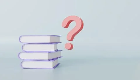 Stack of Books with Question Mark Education Knowledge Inquiry Concept Stock Illustration