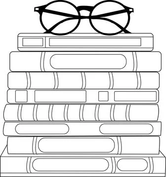Stack of Books with Reading Glasses Vector Illustration Stock Illustration