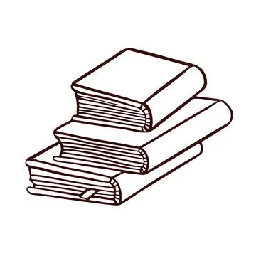 Stack of books for reading, textbooks, notepads line monochrome Stock Illustration