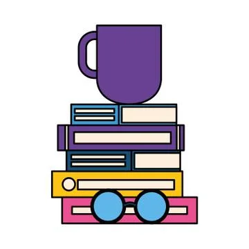 Stack of books with rocket isolated icon Stock Illustration