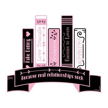Stack of books. Romance books reading. Concept of love story, romance novel Stock Illustration