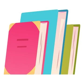 Stack of books row with colored cover vector flat illustration, cartoon Illustrazione stock