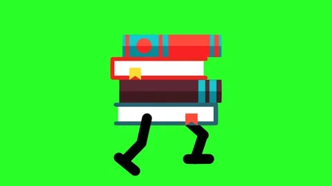 Stack of Books Running on Green Background Stock Footage 314977847