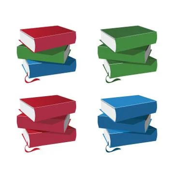 Stack of books set isolated on white background Illustrazione stock