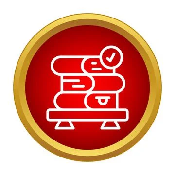 Stack of books on shelf with check mark Stock Illustration