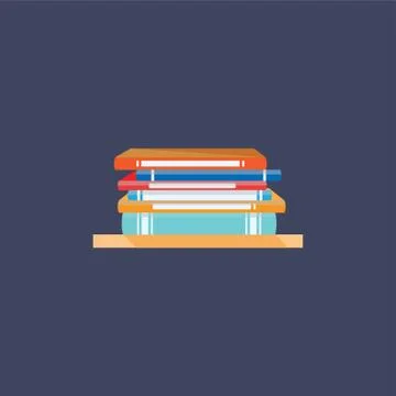 A Stack Of Books On Shelf Illustration Stock Illustration