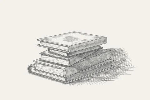 Stack of books - sketch isolated on white background. Symbol of knowledge Stock Illustration