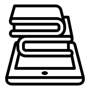 Stack of books on a smartphone icon, outline style 스톡 일러스트