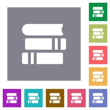 Stack of books solid square flat icons Illustrazione stock