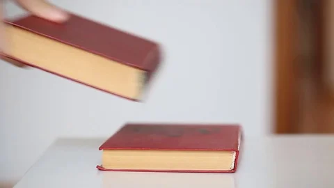 Stack of books on the table Stock Footage 81249053