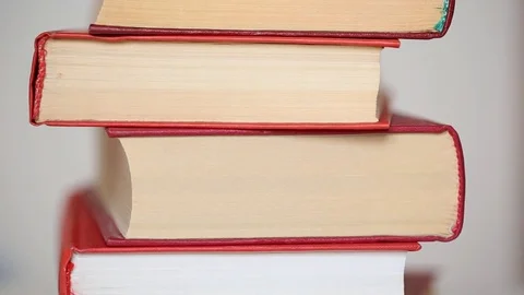 Stack of books on the table Video stock 81249073