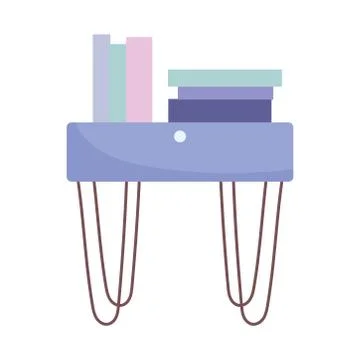 Stack of books on table isolated design icon white background Stock Illustration