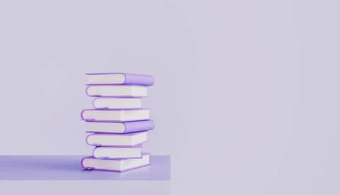 Stack of books on the table isolated on pastel color background イラスト素材